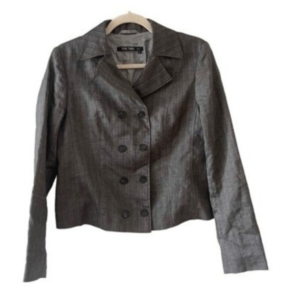 B2 Marc Aurel Double Breasted Blazer Jacket Gray Linen Cotton‎ Blend
